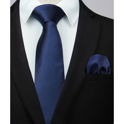 Herren Krawatten-Set mit Einstecktuch, Marineblau