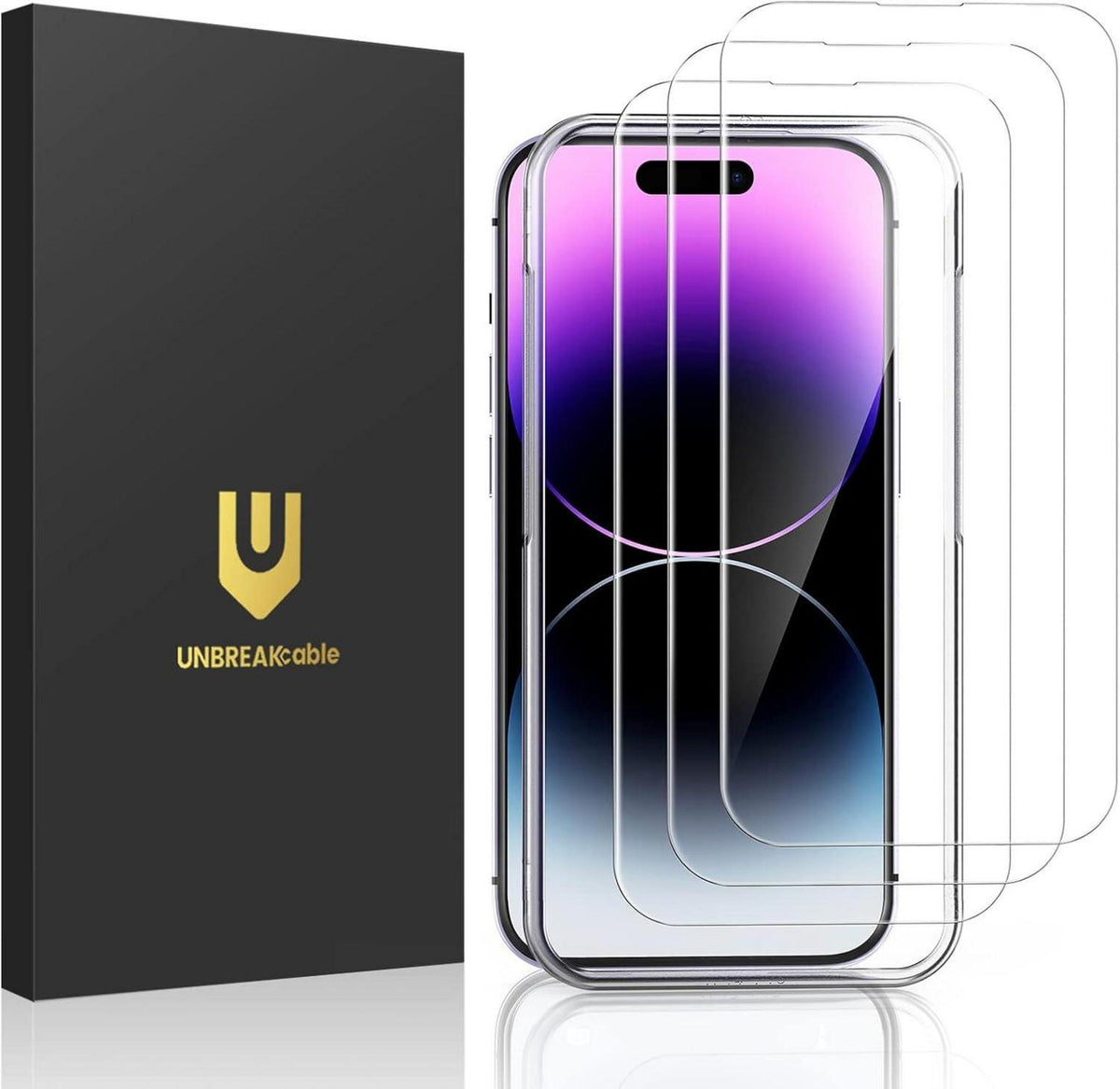 Panzer Schutzglas iPhone 14 Pro Max 3er-Pack 9H Härte, 2.5D