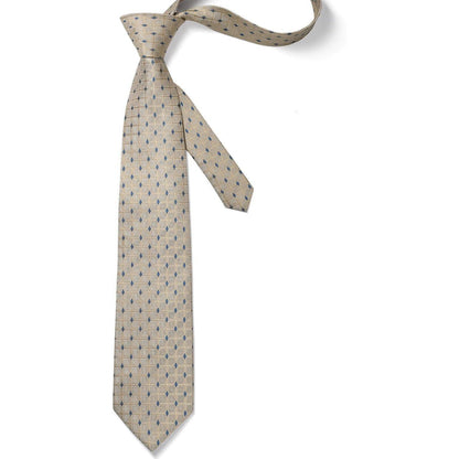 Herren Krawatte & Einstecktuch Set kariert Beige