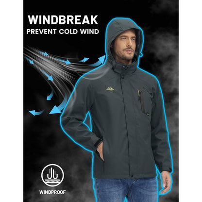 Herren Outdoorjacke leicht wasserabweisend mit Kapuze Kohlengrau XXL
