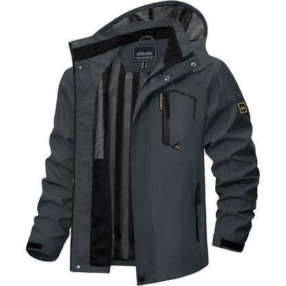 Herren Outdoorjacke leicht wasserabweisend mit Kapuze Kohlengrau