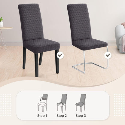Stuhlhussen 4er Set Dunkelgrau – Stretch Bezug für Esszimmerstühle