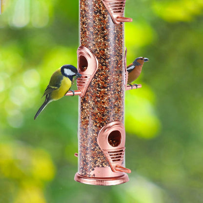 Vogelfutterspender Metallrohr für Außenbereich 6 Anschlüsse Roségold