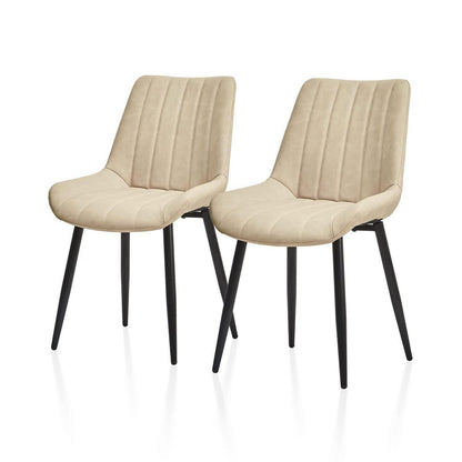 Esszimmerstühle 2er Set, Beige – Komfort & Modernes Design in Lederoptik