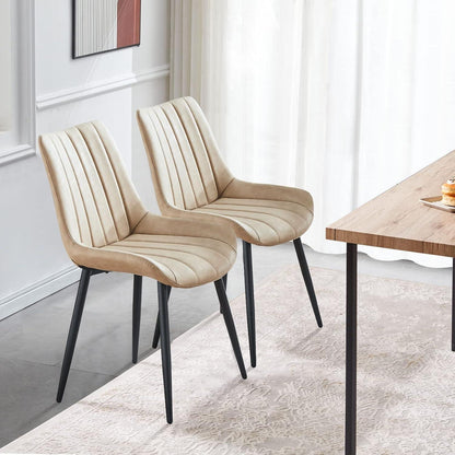 Esszimmerstühle 2er Set, Beige – Komfort & Modernes Design in Lederoptik