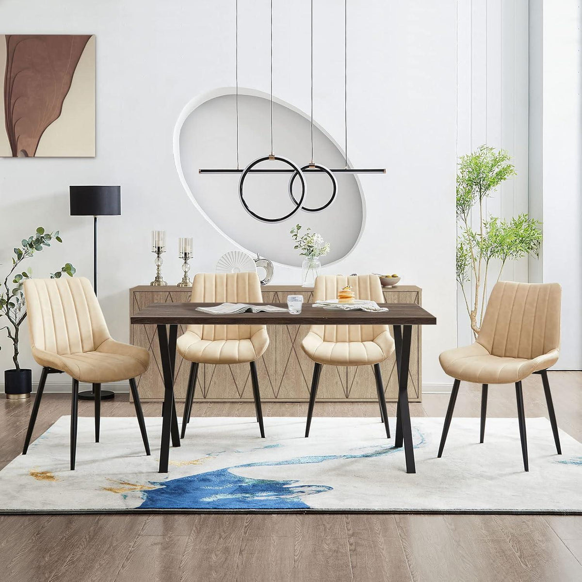 Esszimmerstühle 2er Set, Beige – Komfort & Modernes Design in Lederoptik