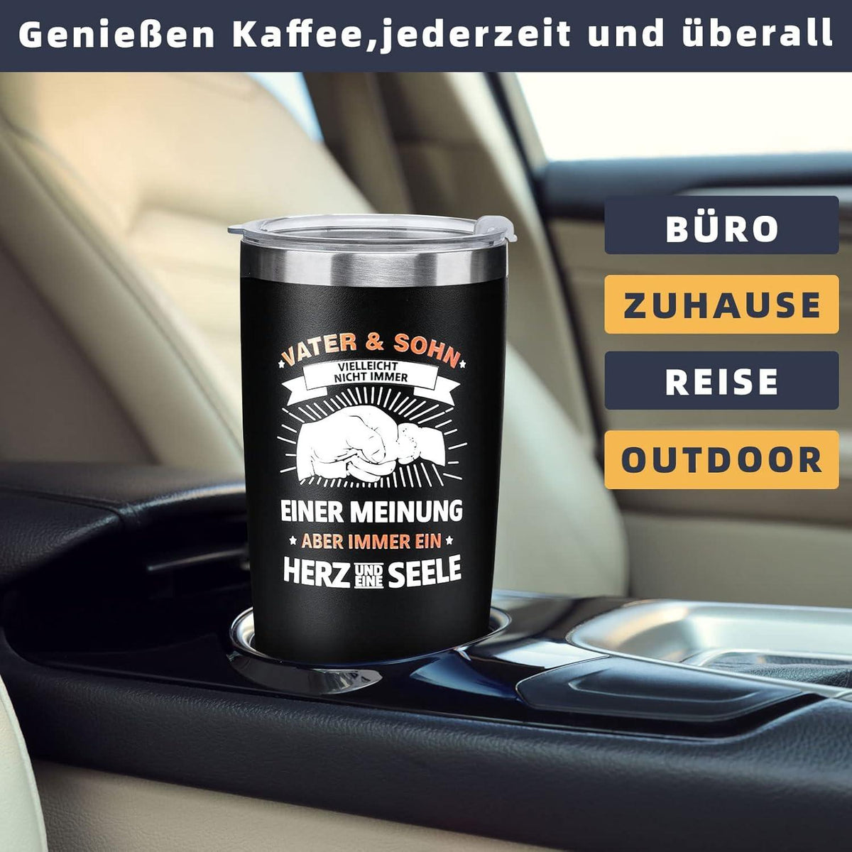Personalisierter Thermobecher für Papa - Lustiges Geschenk zum Vatertag 600ml