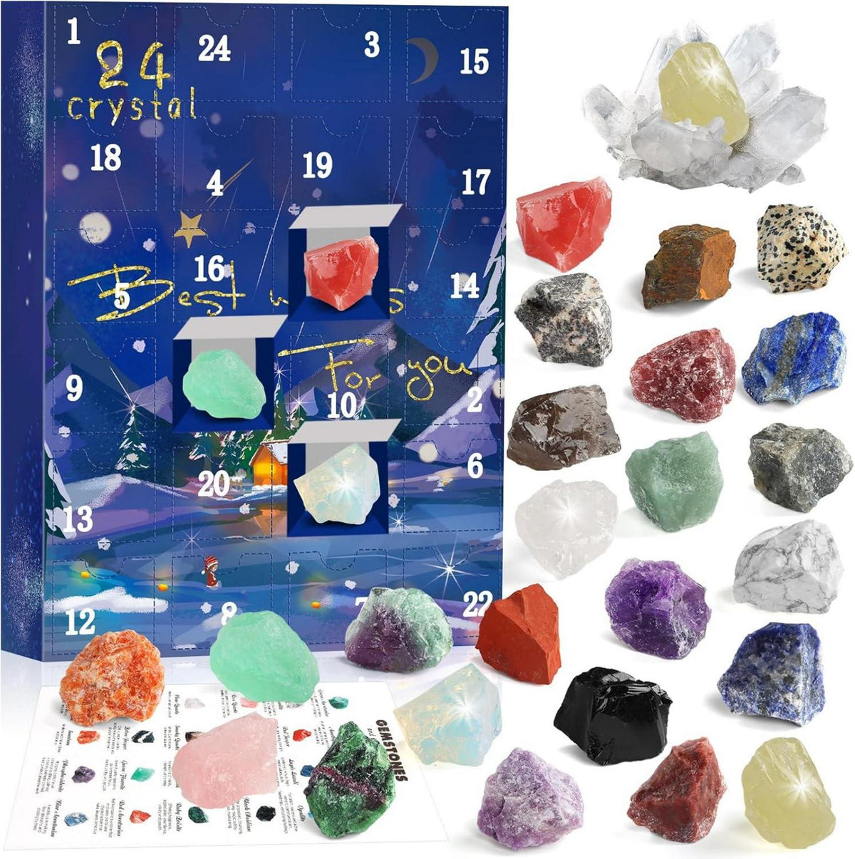 Adventskalender Kristalle für Kinder 2024 natürliche Edelsteine