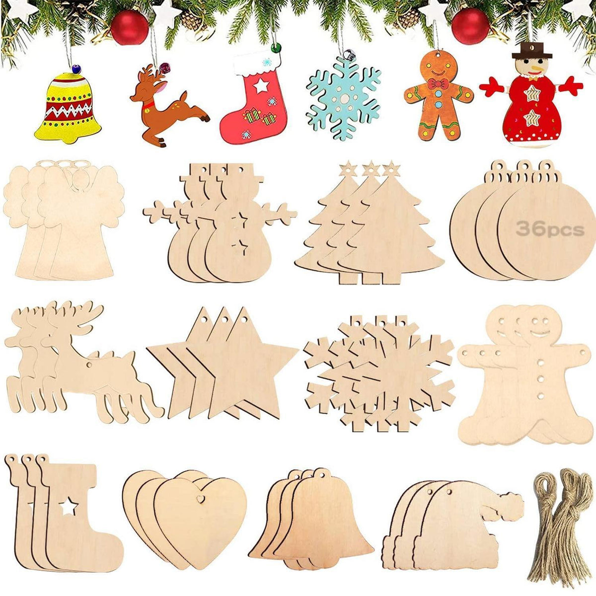 86 Holzanhänger Weihnachten – Bastelset für DIY Baumschmuck