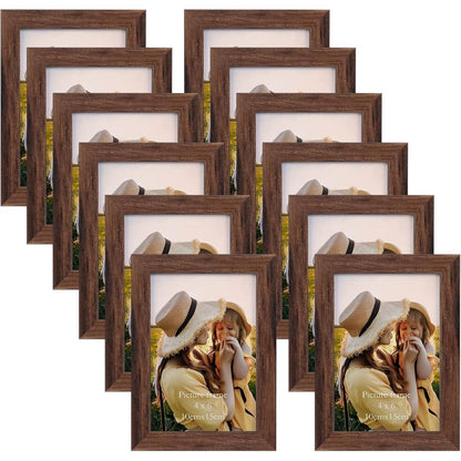 EXYGLO 12er Set Bilderrahmen 10x15 cm Grau - Fotorahmen