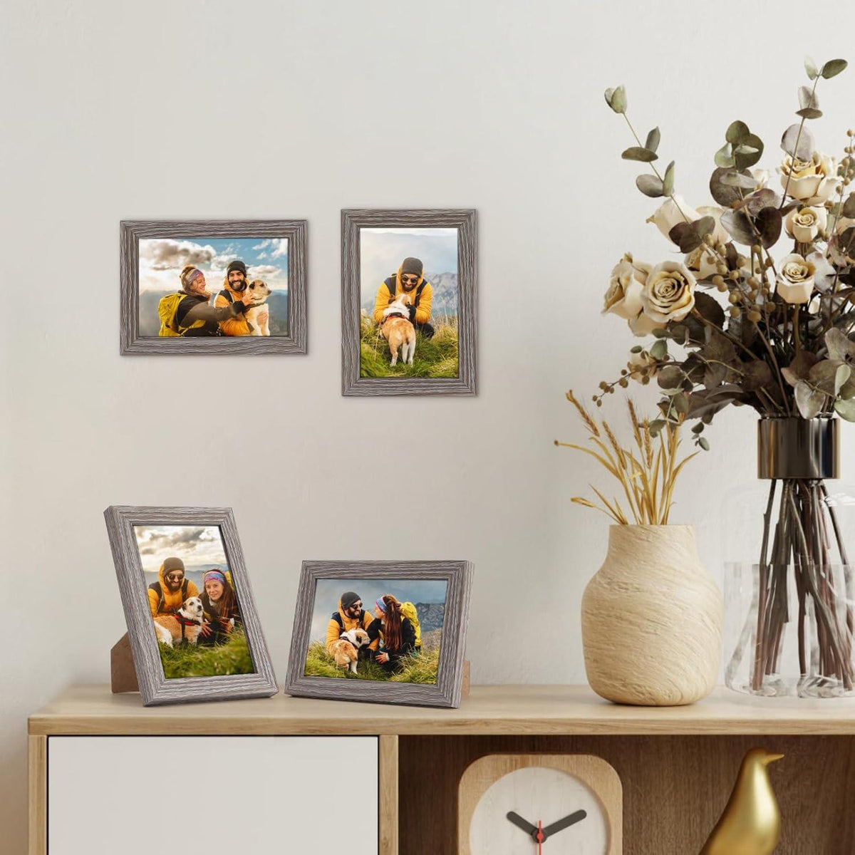 12er Bilderrahmen Set 10x15cm Grau für Fotos und Collagen