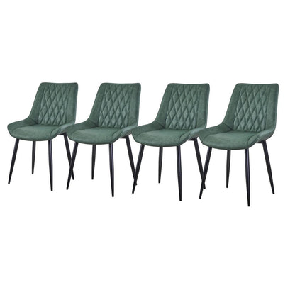 Esszimmerstühle Set 4er Grün, Metallbeine in Lederoptik