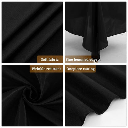 Schwarze Tischdecke 132x132cm - 6er Set | Polyester, Waschbar, Party