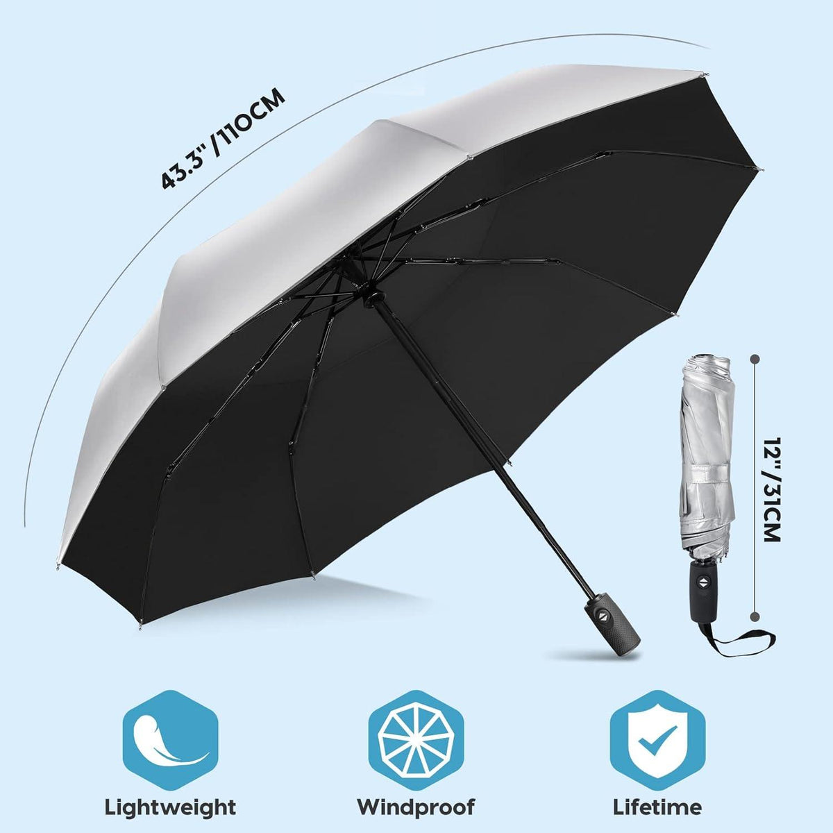 UV Schutz Regenschirm automatik Auf-Zu Taschenschirm faltbar