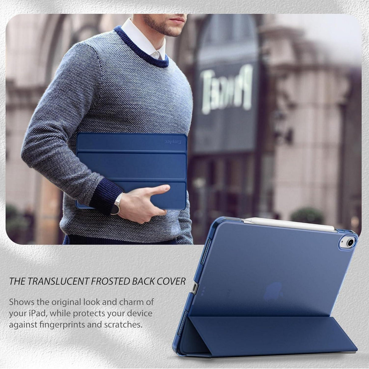 EasyAcc iPad Air M2 11 Zoll Hülle 2024 - Ultra Dünn Leicht Transluzent Navy Blau