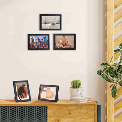 EXYGLO Bilderrahmen Set für Fotos und Bilder 10x15cm Schwarz