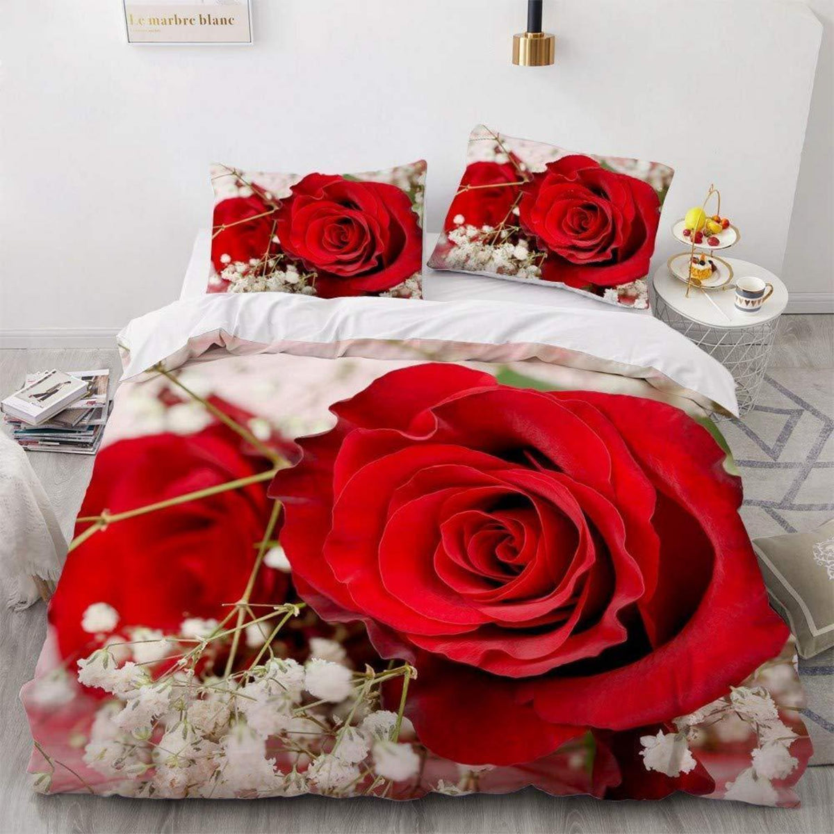 Rosen Bettwäsche Set 135x200cm - Romantisch & Vintage