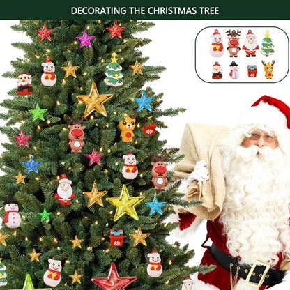 32 Mini Weihnachtsbaum Anhänger Set Christbaumschmuck Rentier Schneemann Hirsch
