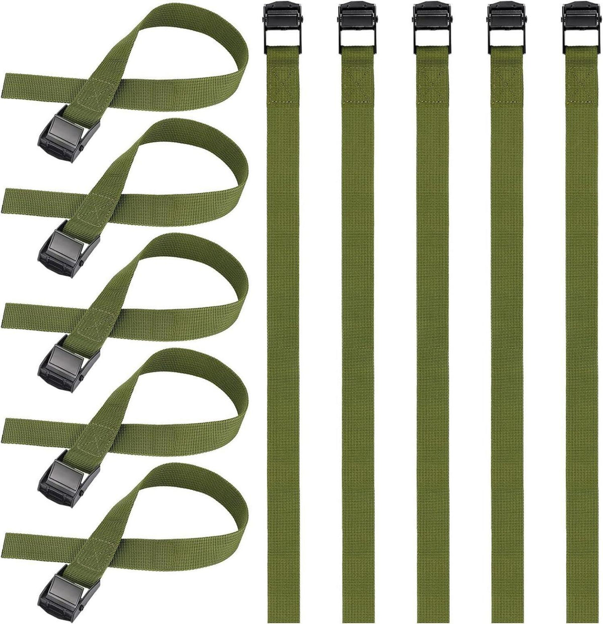 Spanngurt Set 10 Stück 65cm verstellbar Rostfrei Grün