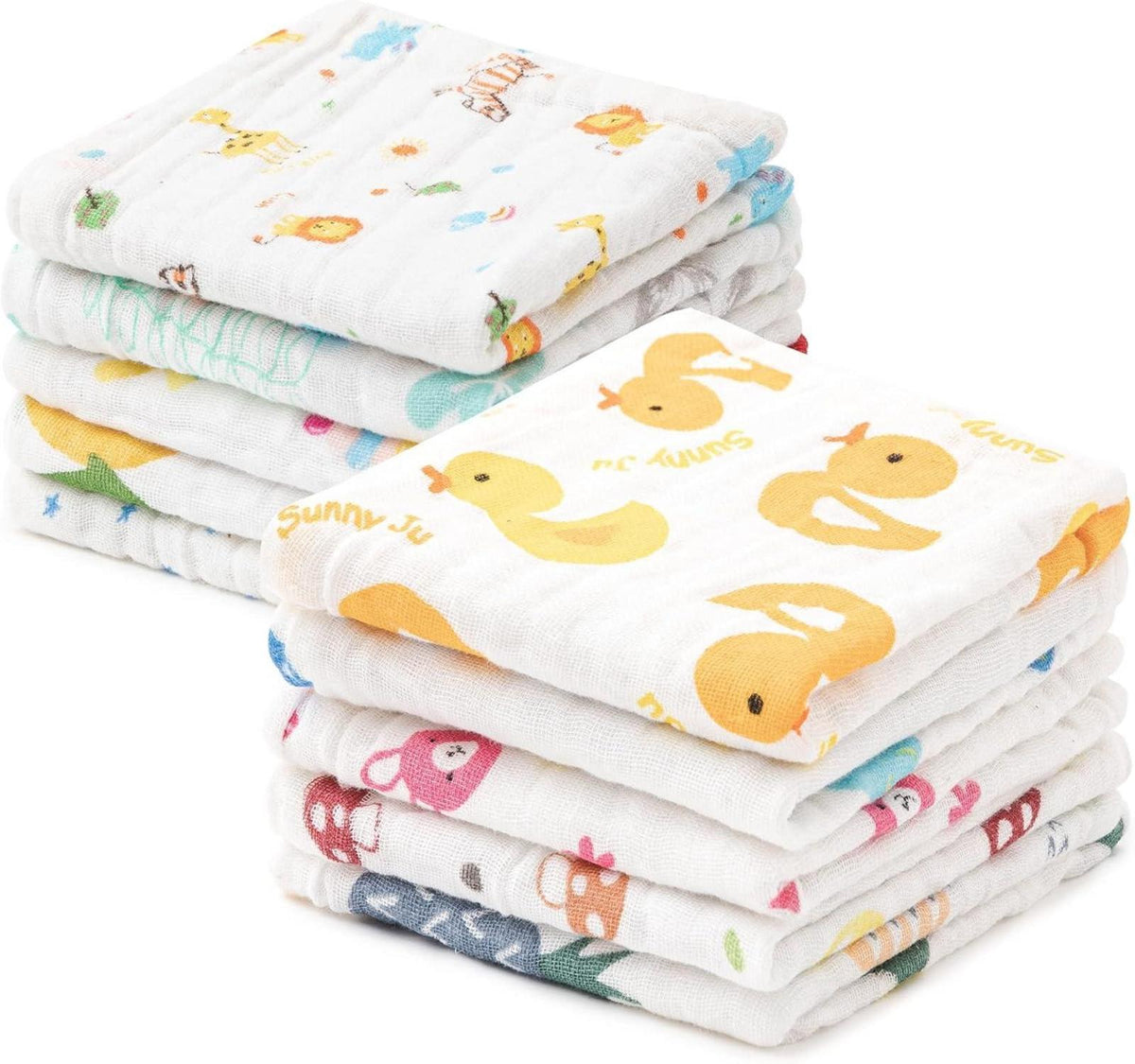 HBselect Baby Waschlappen 10er Set Bambusfaser Musselin-Stoff