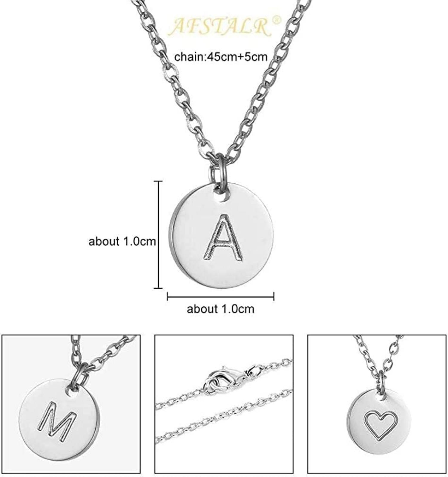 Damen Initialen Buchstaben Kette Anhänger Gold Rosegold Silber Herz