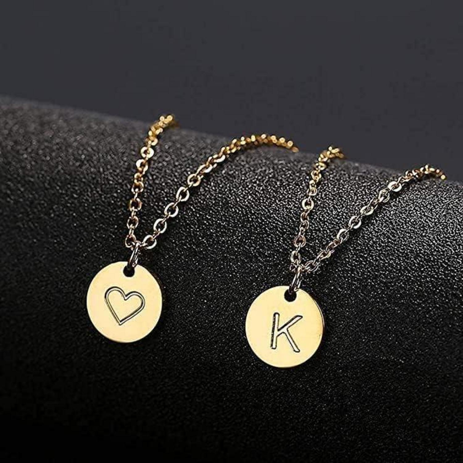 Damen Initialen Kette Buchstaben Anhänger Gold Silber Rosegold Herzen