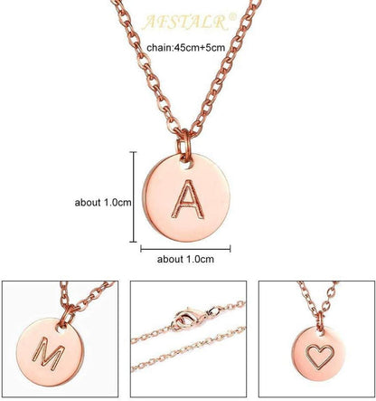 Damen Initialen Halskette Buchstaben Anhänger Herz Gold Roségold