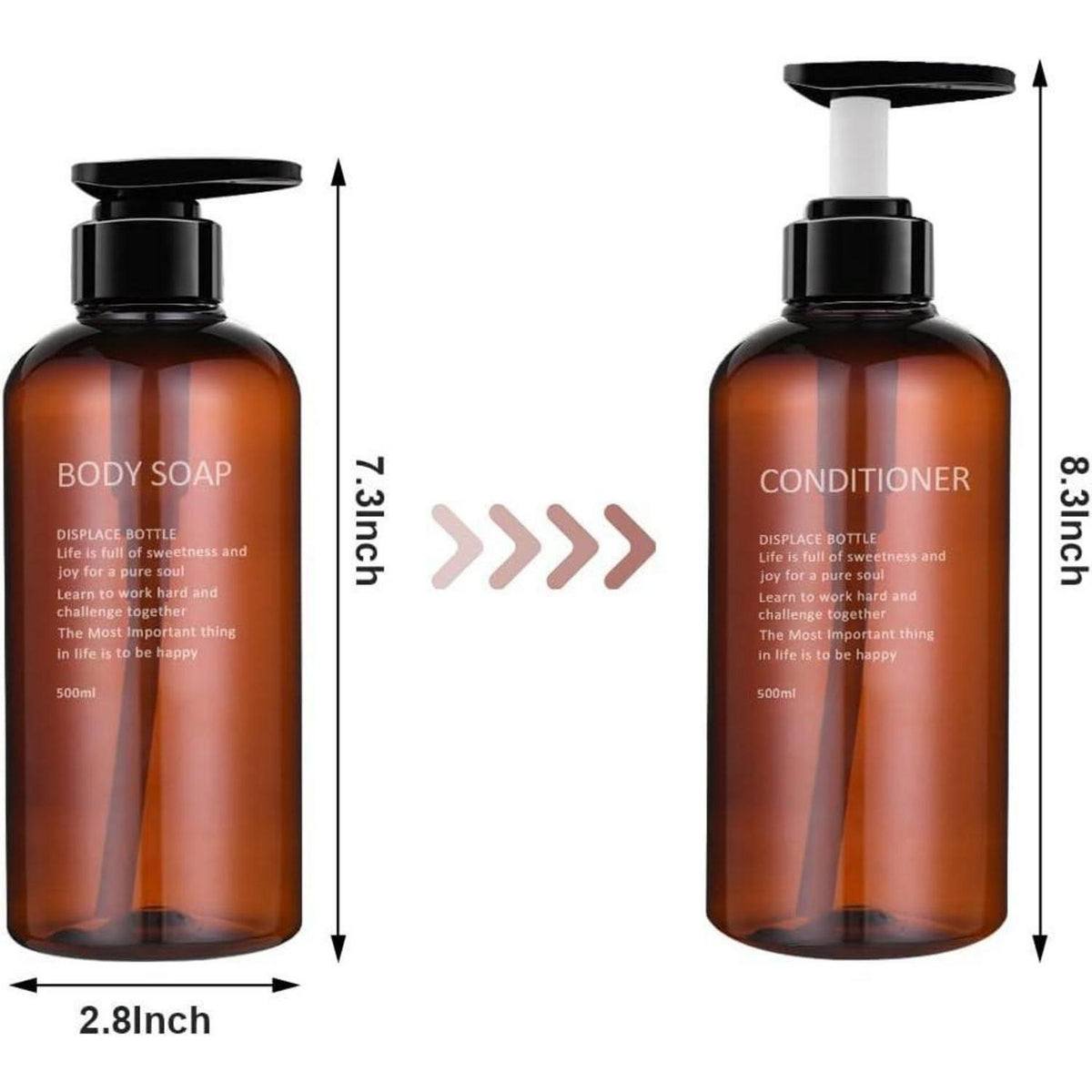 3er Pack Pumpspender Flaschen 500ml – Nachfüllbar für Shampoo & Co.