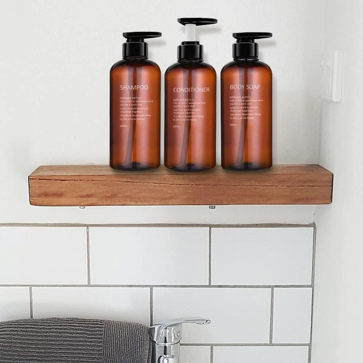 3er Pack Pumpspender Flaschen 500ml – Nachfüllbar für Shampoo & Co.