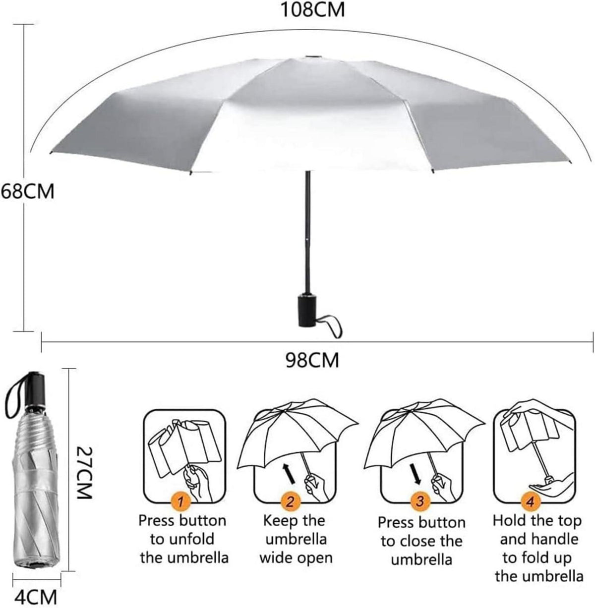 Kompakter Faltbarer Taschenschirm UV Regenschutz Blau