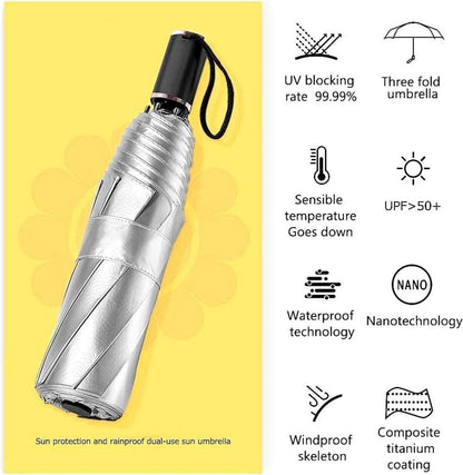 CUBY Kompakter Faltbarer Taschenschirm Regenschutz UV UmbrellaBlau