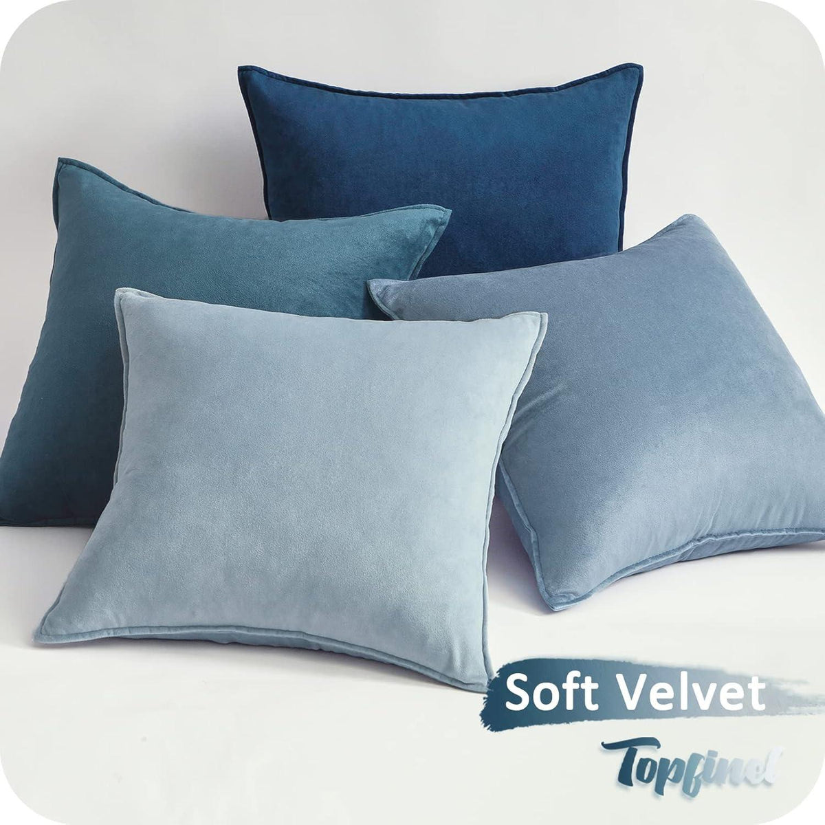 Kissenbezug 30x30 blau 4er Set Samt Deko Sofakissen Zierkissen Bezug