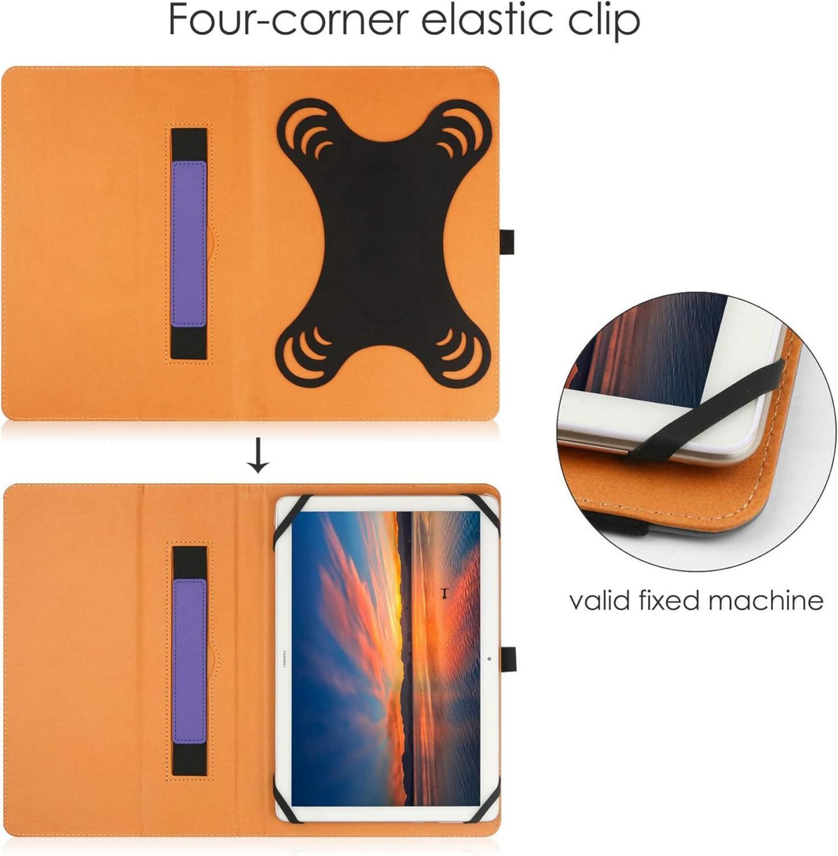 Universal 9-10 Zoll Tablet Folio Hülle mit Silikonband Purple