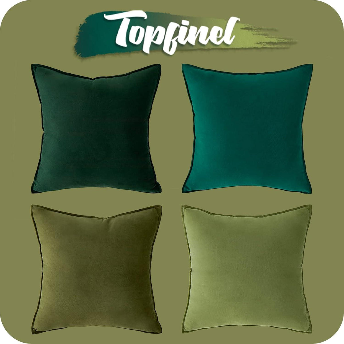 Topfinel Samt Kissenbezug 30x30 grün 4er Set Farbverlauf Sofakissen Zierkissen