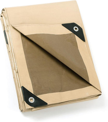 Abdeckplane mit Ösen Wasserdicht 2x2m 160g/m² Beige/Khaki