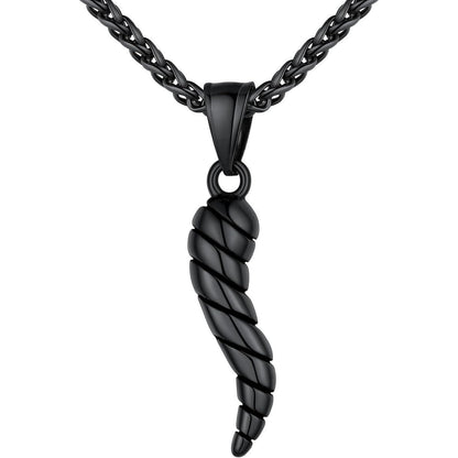 Italienisches Horn Halskette Edelstahl Schwarz Glücksbringer Amulett