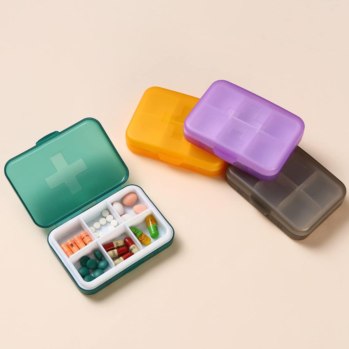 Wöchentliche Pillendose tragbarer Organizer 7 Tage Medikamente dunkelgrün