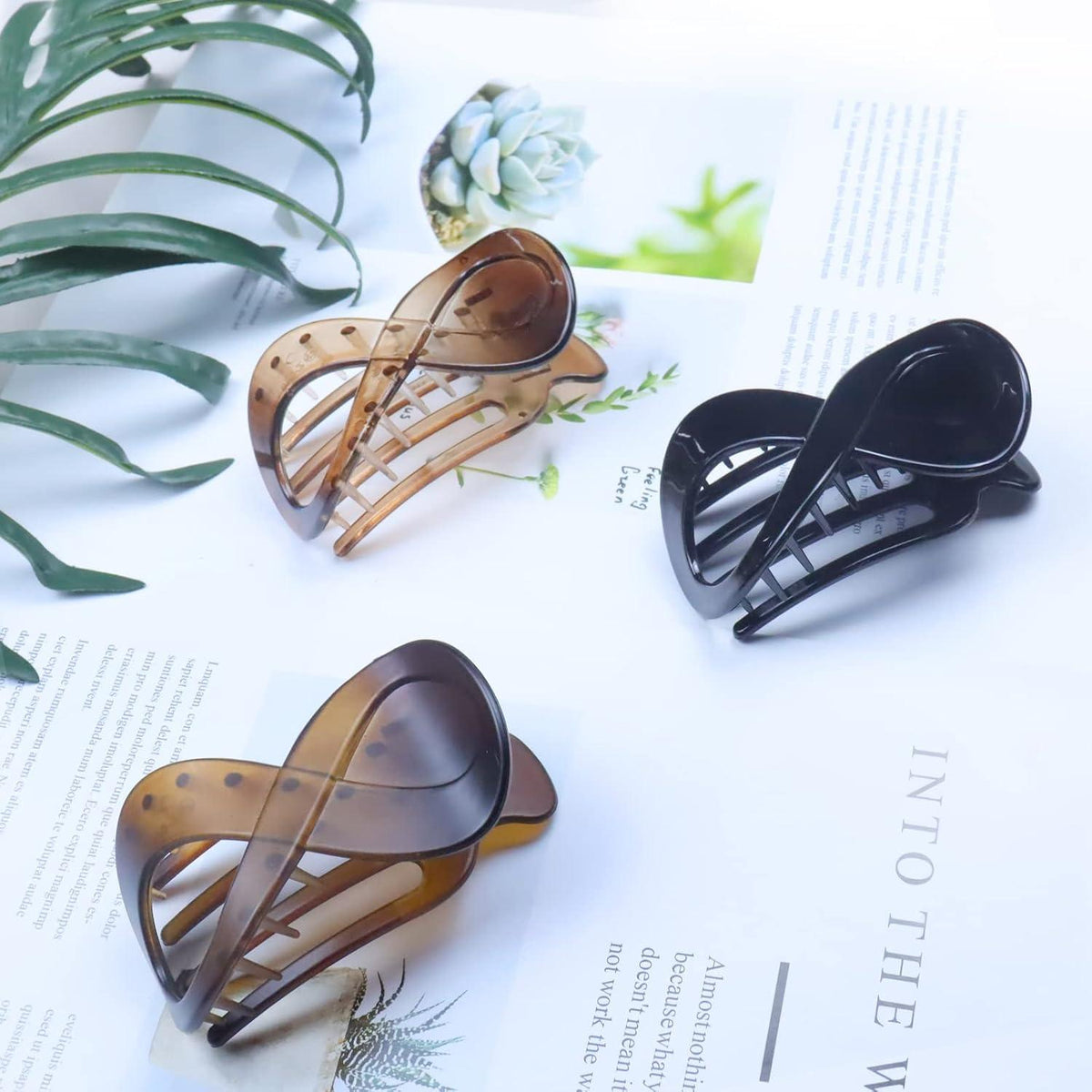 Haarspangen Damen Schildpatt Haarklammer Groß Rutschfest French Hair Clip
