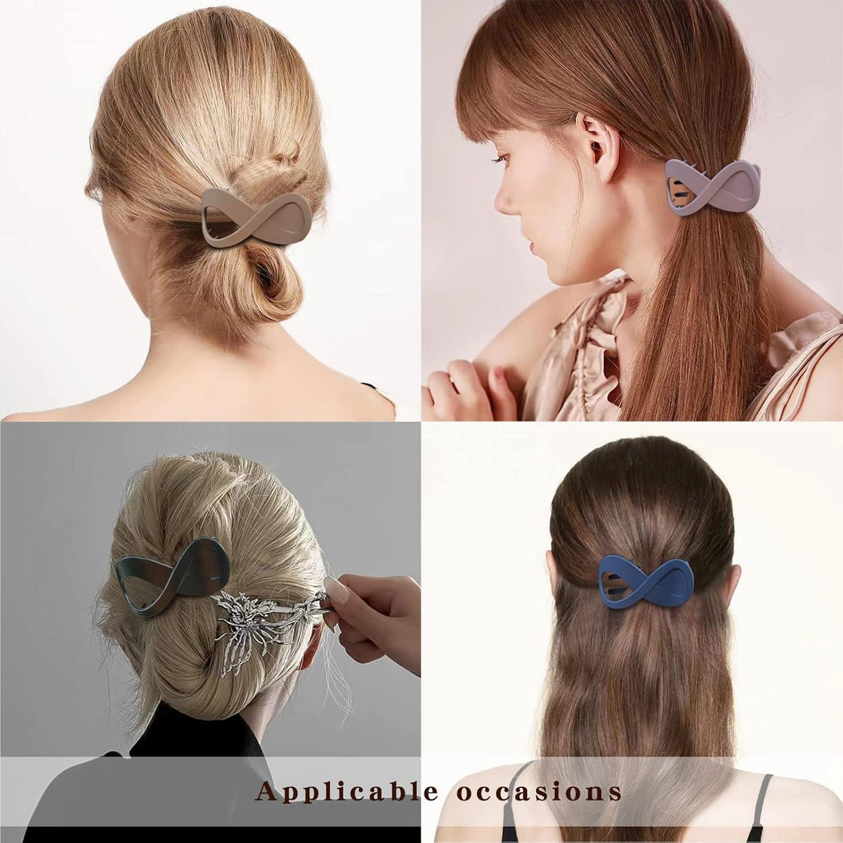 4 Stück Vintage Haarspangen Groß Schwarz Damen Haar Accessoire