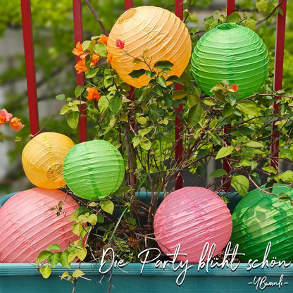 Sommer Party Deko Papierlaternen 16 Stück Gelb Orange Grün