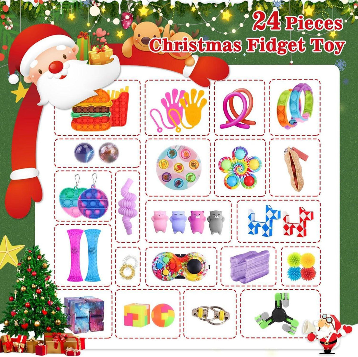 Fidget Toys Adventskalender 2024 für Kinder Weihnachten