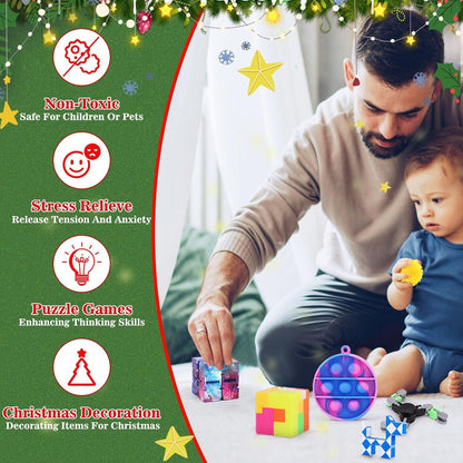 Fidget Toys Adventskalender 2024 für Kinder Jungen Mädchen - 24 Sensorische Überraschungen