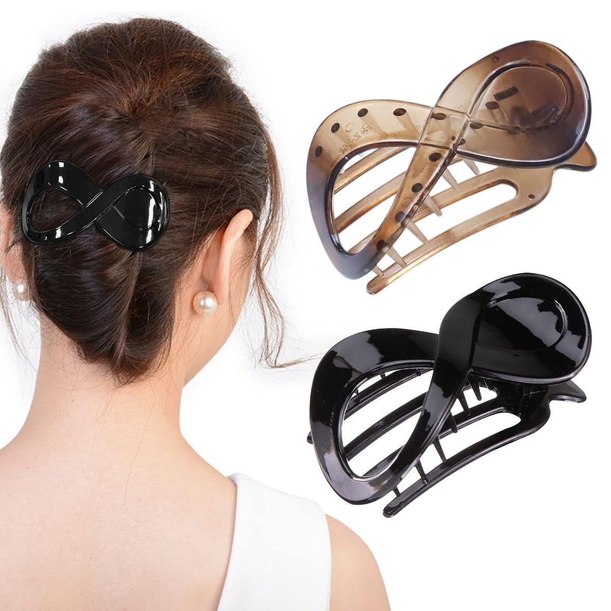 2er Set Große Haarspangen Schildpatt Französisch Haarklammer elegant