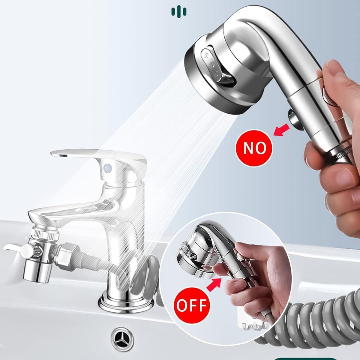 Handbrause-Set mit Teleskopschlauch & Duschkopfhalter