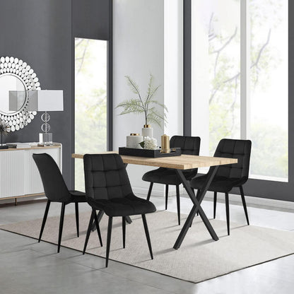 Esstisch Set mit 4 Samtstühlen – Modernes Esszimmer Set 140cm