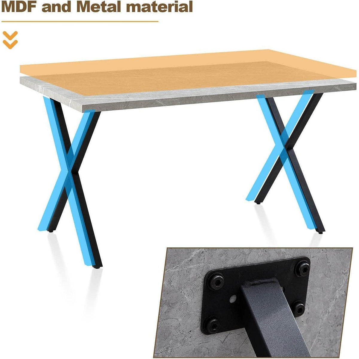 Esstisch Set mit 4 Samtstühlen – Modernes Esszimmer Set (140cm Grau)