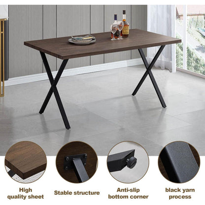 Esstisch Set mit 4 Samtstühlen – Modernes Esszimmer Set (140cm Braun)