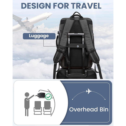 Flug Rucksack Handgepäck 18 Zoll Laptop Grau erweiterbar