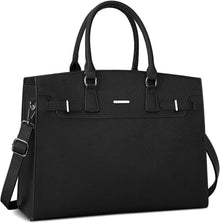 Schwarze Handtasche Damen Groß 15.6 Zoll PU Leder Shopper