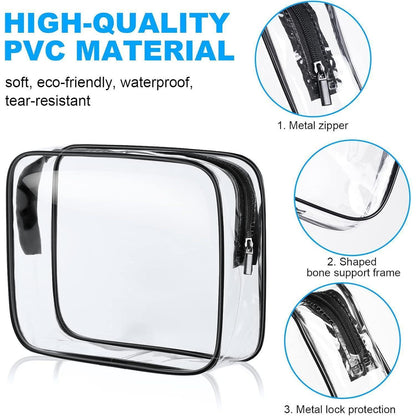 Transparente Kulturtaschen 4er Set, TSA-zugelassen, wasserdicht